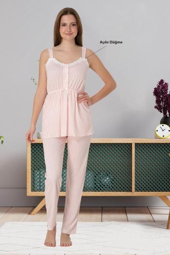 Effortt 4092 Pudra Askılı Lohusa Pijama Takımı