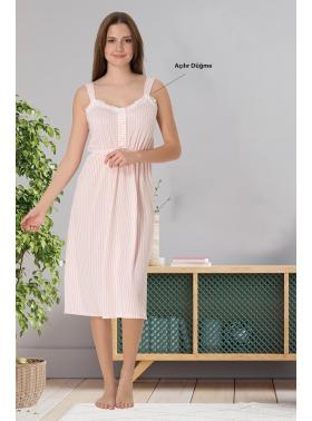 Effortt 4093 Pudra Pembe Askılı Hamile Lohusa Gecelik