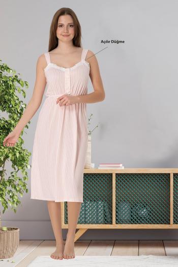 Effortt 4093 Pudra Pembe Askılı Hamile Lohusa Gecelik