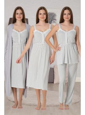 Effortt 4096 Gri Askılı Hamile Lohusa 4lü Set