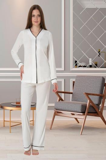 Effortt 5072 Ekru Önden Düğmeli Lohusa Pijama Takımı