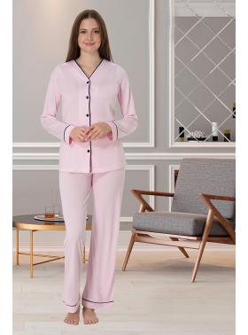 Effortt 5072 Pembe Önden Düğmeli Lohusa Pijama Takımı