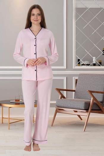 Effortt 5072 Pembe Önden Düğmeli Lohusa Pijama Takımı
