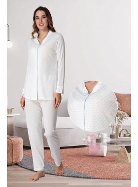Effortt 6018 Mavi Önden Düğmeli Kadın Pijama Takımı