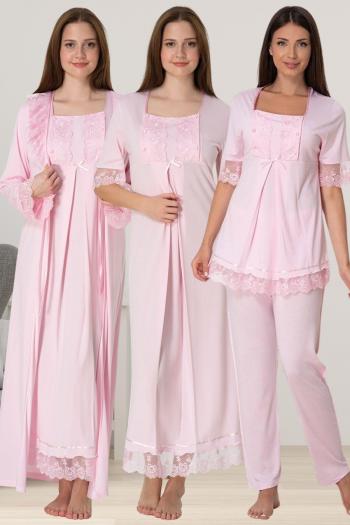Effortt 6036 PEMBE Dantelli 4lü Hamile Lohusa Seti