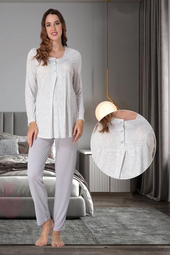 Effortt 9072 Desen Detaylı Lohusa Pijama Takımı