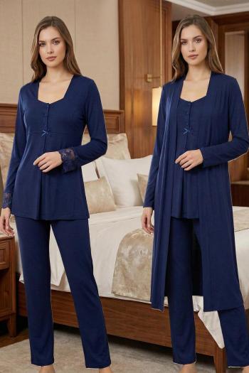 Effortt 9048 Lacivert Sabahlıklı Uzun Kol Hamile Lohusa Pijama Takımı Effortt 9048 Lacivert Sabahlıklı Uzun Kol Hamile Lohusa Pijama Takımı