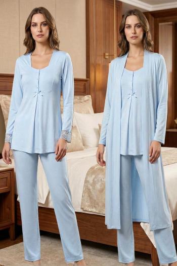 Effortt 9048 Mavi Sabahlıklı Uzun Kol Hamile Lohusa Pijama Takımı Effortt 9048 Mavi Sabahlıklı Uzun Kol Hamile Lohusa Pijama Takımı