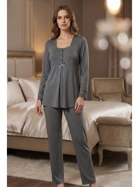 Effortt 9042 Füme Dantel Detaylı Lohusa Pijama Takımı
