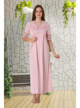 Effortt 9013 Pudra Pembe Dantelli Hamile Lohusa Gecelik