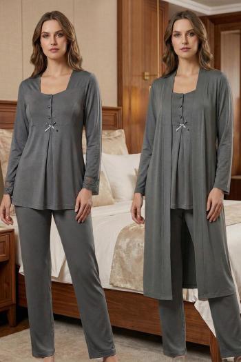 Effortt 9048 Koyu Gri Sabahlıklı Uzun Kol Hamile Lohusa Pijama Takımı Effortt 9048 Koyu Gri Sabahlıklı Uzun Kol Hamile Lohusa Pijama Takımı