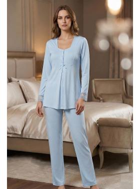 Effortt 9042 Mavi Hamile Lohusa Pijama Takımı