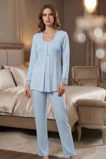 Effortt 9042 Mavi Hamile Lohusa Pijama Takımı Effortt 9042 Mavi Hamile Lohusa Pijama Takımı