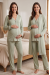Effortt 5074 YEŞİL Sabahlıklı Hamile Lohusa Pijama Takımı