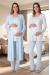 Effortt 9074 Mavi Lohusa Hamile Pijama Takım Sabahlık