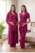 Effortt 8024 Vişne Dantel Sabahlıklı Lohusa Pijama