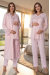 Effortt 7034 Pudra Pembe Uzun Sabahlıklı Dantelli Lohusa Pijama Takımı
