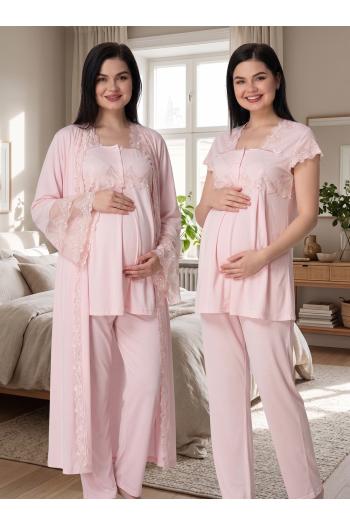 Effortt 5011 Pudra Uzun Prenses Sabahlıklı Lohusa Pijama Takımı Effortt 5011 Pudra Uzun Prenses Sabahlıklı Lohusa Pijama Takımı