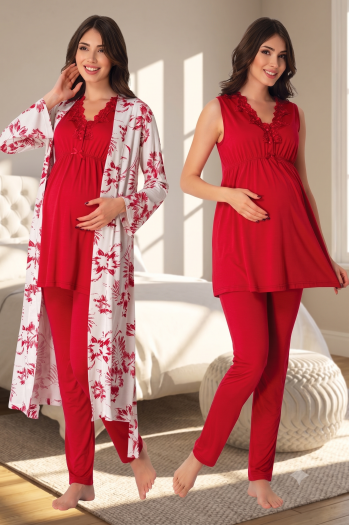 Effortt 8034 Vişne Lohusa Hamile Pijama Takım Sabahlık Effortt 8034 Vişne Lohusa Hamile Pijama Takım Sabahlık