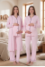 Effortt 5074 Pembe Düğmeli Sabahlıklı Lohusa Pijama Takımı