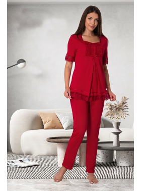 Effortt 6032  Vişne Lohusa Pijama Takımı