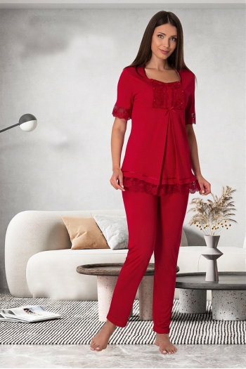 Effortt 6032  Vişne Lohusa Pijama Takımı