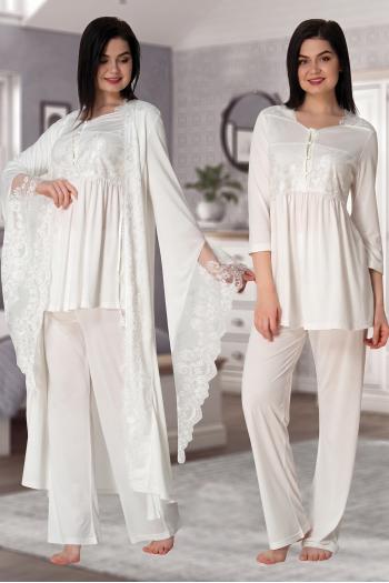 Effortt 3015 Ekru Prenses Sabahlıklı Lohusa Pijama Takımı Effortt 3015 Ekru Prenses Sabahlıklı Lohusa Pijama Takımı