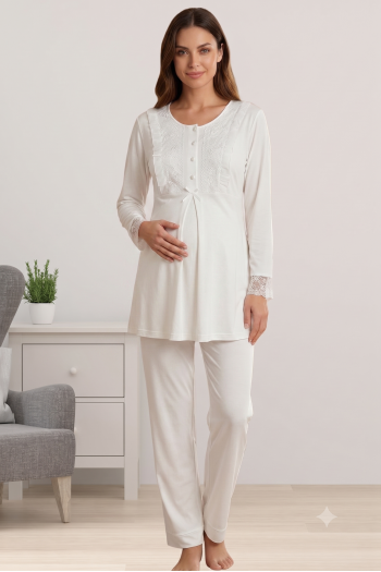 Effortt 7069 Ekru Hamile Lohusa Pijama Takımı Effortt 7069 Ekru Hamile Lohusa Pijama Takımı