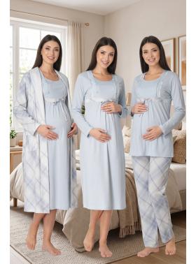 Effortt 8086 Mavi Lohusa Hamile Set