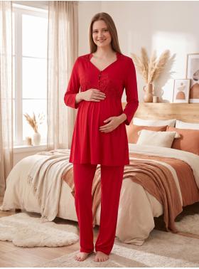 Effortt 3011 Vişne Lohusa Pijama Takım