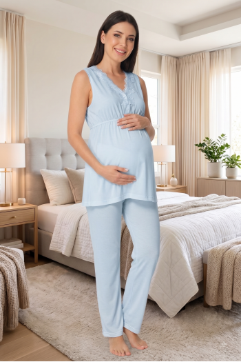 Effortt 8032 Mavi Lohusa Hamile Pijama Takım Effortt 8032 Mavi Lohusa Hamile Pijama Takım