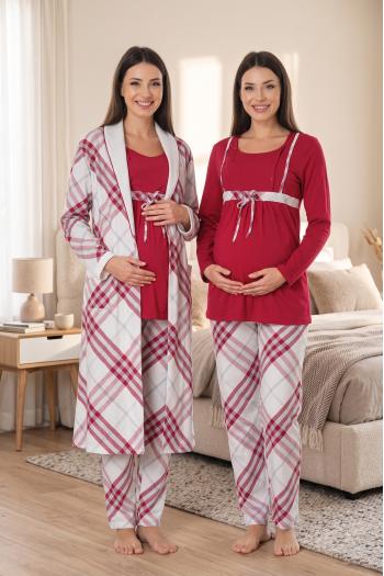 Effortt 8084 Vişne Sabahlıklı Dantelli Lohusa Pijama Takım Effortt 8084 Vişne Sabahlıklı Dantelli Lohusa Pijama Takım