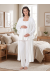 Effortt 7024 Ekru Fisto Dantelli Sabahlıklı Hamile Pijama Takımı