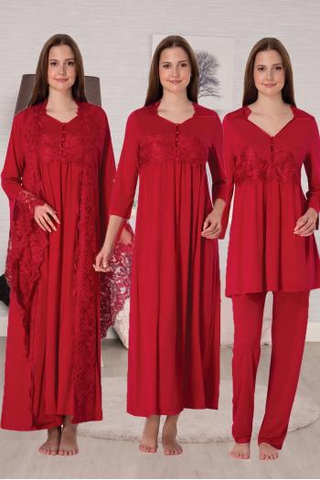 Effortt 3014 Vişne Özel Tasarım Lohusa Hamile 4'lü Set Effortt 3014 Vişne Özel Tasarım Lohusa Hamile 4'lü Set