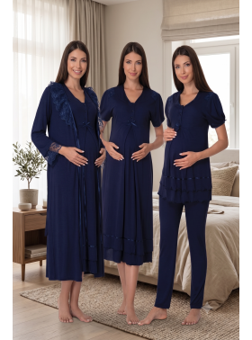 Effortt 8026 Lacivert Lohusa Hamile 4'lü Set