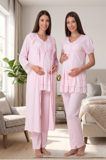 Effortt 8024 Pembe Dantel Sabahlıklı Lohusa Pijama Effortt 8024 Pembe Dantel Sabahlıklı Lohusa Pijama