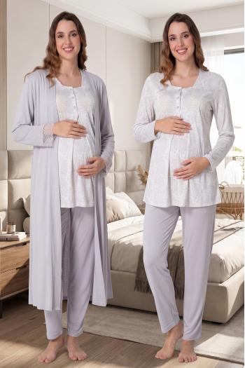 Effortt 9074 Gri Lohusa Hamile Pijama Takım Sabahlık Effortt 9074 Gri Lohusa Hamile Pijama Takım Sabahlık