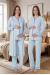 Effortt 5074 Mavi Düğmeli Sabahlıklı Lohusa Pijama Takımı