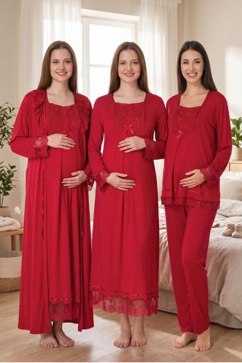 Effortt 3046 VİŞNE Dantelli 4lü Hamile Lohusa Seti Effortt 3046 VİŞNE Dantelli 4lü Hamile Lohusa Seti