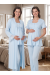 Effortt 7024 Mavi Fisto Dantelli Sabahlıklı Hamile Pijama Takımı