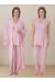 Effortt 5064 Pudra Pembe Sıfır Kol Dantelli Sabahlıklı Lohusa Pijama Takımı