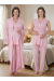 Effortt 5064 Pudra Pembe Sıfır Kol Dantelli Sabahlıklı Lohusa Pijama Takımı