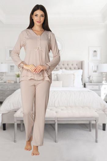 Effortt 2422 Bej Lohusa Hamile Pijama Takım