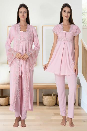 Effortt 5011 Pudra Uzun Prenses Sabahlıklı Lohusa Pijama Takımı Effortt 5011 Pudra Uzun Prenses Sabahlıklı Lohusa Pijama Takımı