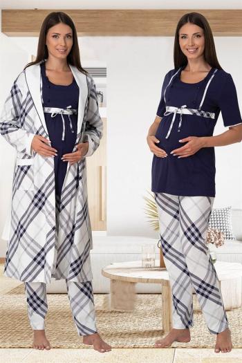 Effortt 6024 Lacivert Emzirme Özellikli Sabahlıklı Lohusa Pijama Takımı Effortt 6024 Lacivert Emzirme Özellikli Sabahlıklı Lohusa Pijama Takımı