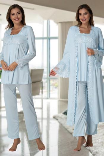 Effortt 7014 Mavi Prenses Sabahlıklı Lohusa Hamile Pijama Takımı Effortt 7014 Mavi Prenses Sabahlıklı Lohusa Hamile Pijama Takımı