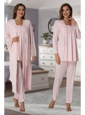 Effortt 7014 Pudra Pembe Prenses Sabahlıklı Lohusa Hamile Pijama Takımı