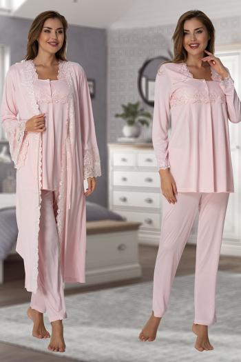 Effortt 7014 Pudra Pembe Prenses Sabahlıklı Lohusa Hamile Pijama Takımı Effortt 7014 Pudra Pembe Prenses Sabahlıklı Lohusa Hamile Pijama Takımı