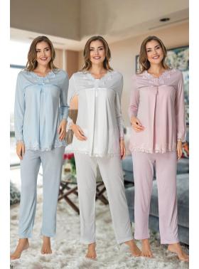 Effortt 7032 Dantel Detaylı Lohusa Pijama Takımı