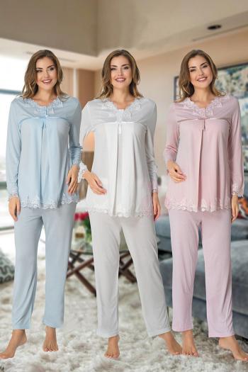 Effortt 7032 Dantel Detaylı Lohusa Pijama Takımı